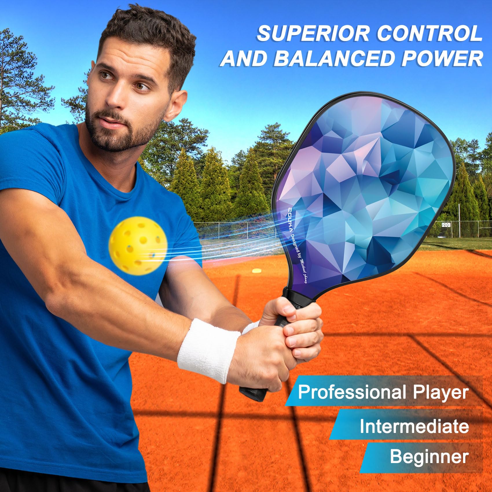 Set di 4 Racchette da Pickleball USAPA Leggere con Palline e Borsa