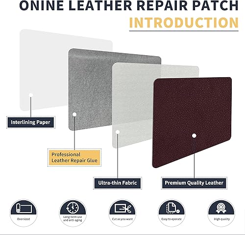 Miniatura 49 de ONine - Cinta de reparación de piel, parche para reparación de piel autoadhesivo de 12 x 48 pulgadas, impermeable, resistente al desgaste, para Negro