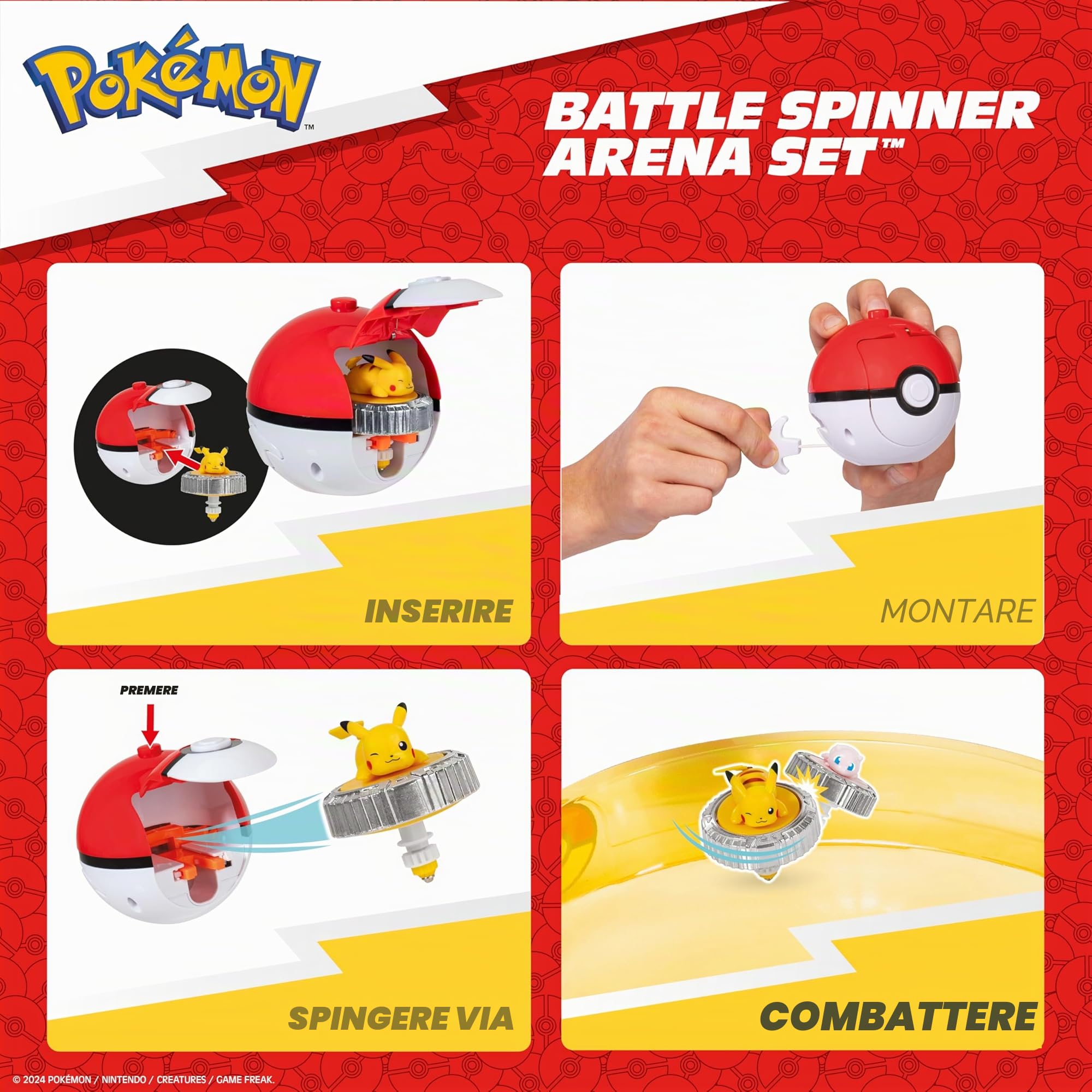 Pokémon Battle Spinner Arena Set - Due Battle Spinners con due Poké Ball Spinner Lanciatori e Battle Arena
