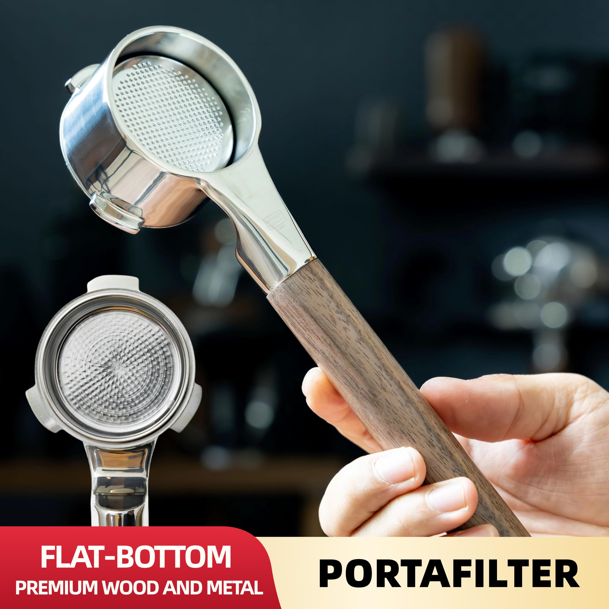 NEOUZA 51mm Bottomless Portafilter 3 uszy kompatybilne z Swan CASABREWS | Flat-On-Counter Design, 0,2 mm Puck Screen, 18 g kosz bez ciśnienia, widoczna ekstrakcja