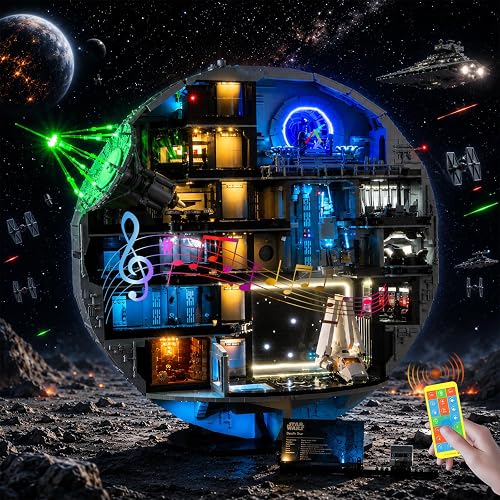 Kyglaring Light Kit Compatible with Lego Death Star 75419 Building Set - Upgraded Original Movie Audio & 18 Lighting Effects Sequence Design Remote Control, Lights Only (No Model)