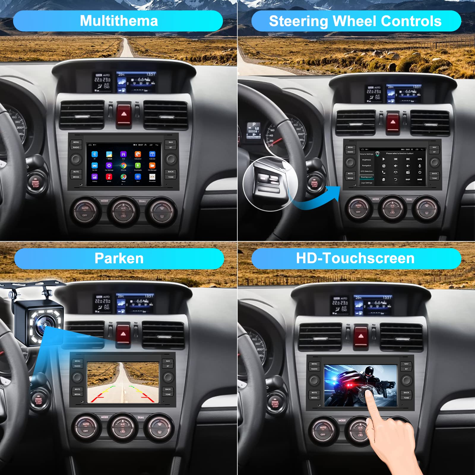 8 cœurs 4Go 64Go Android 12 Autoradio Bluetooth Stéréo GPS pour Ford
