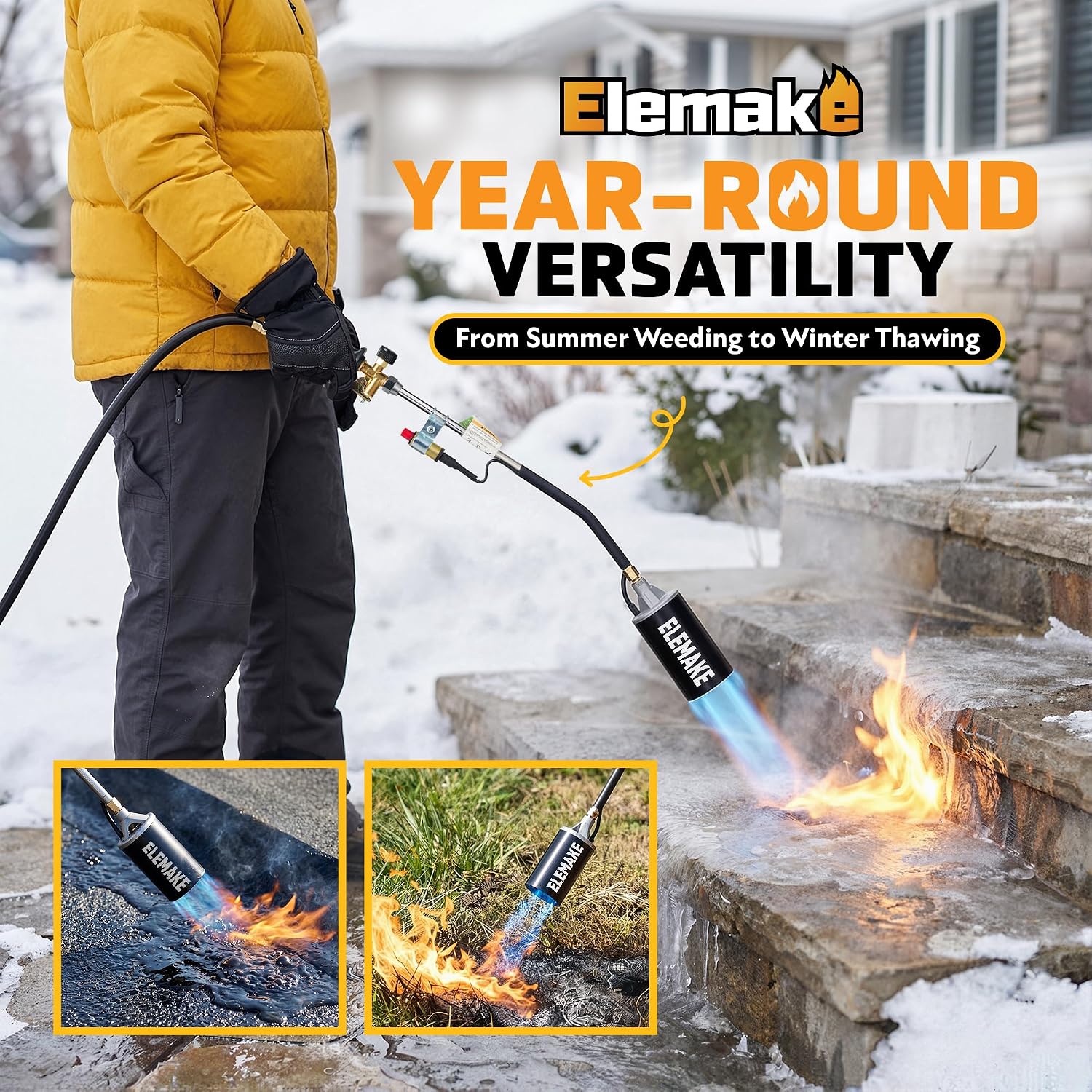 Propane Torch Weed Burner, Propane Weed Torch with 10ft Long Hose (Black)