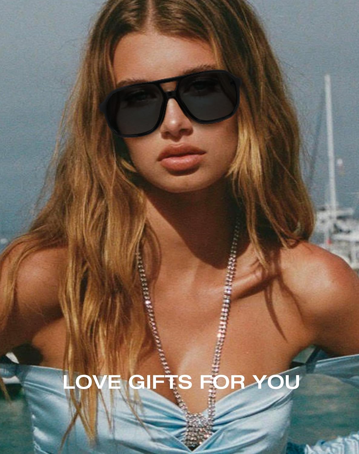 Fozono Oversized Aviator Sunglasses for Women Men - Retro 70s Vintage Square Double Bridge Shades UV Protection - Image 7