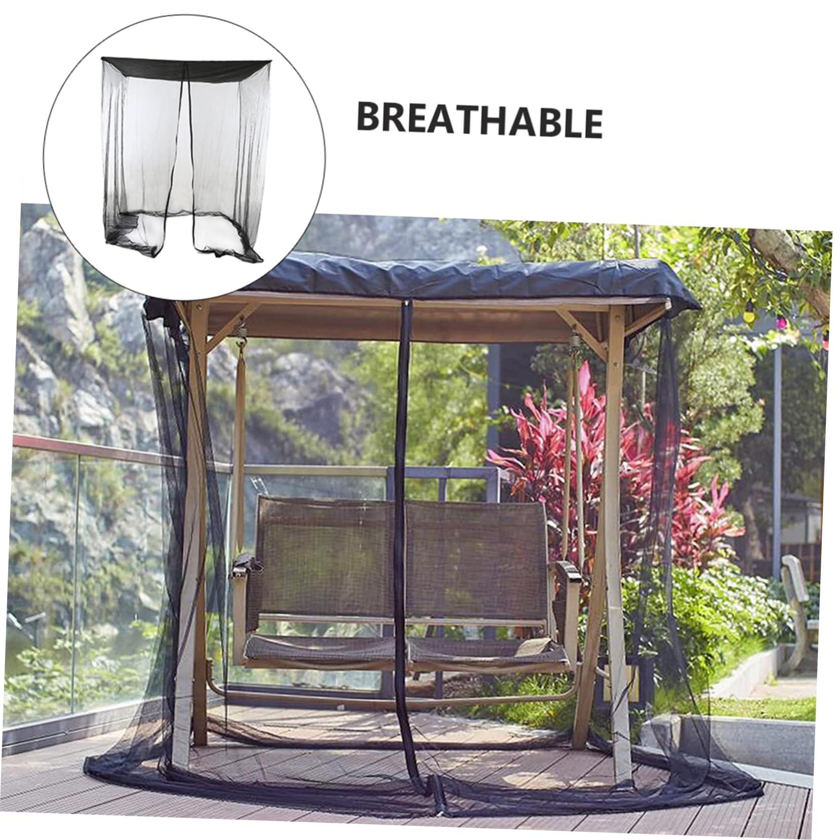 Abaodam Mosquitera Portátil para Columpio Doble de Jardín Cierre de Cremallera, Tela de Poliéster Transpirable y Protección contra Insectos para Camping y Exterior