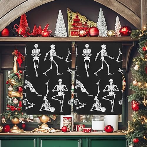 Miniatura 3 de Juego de 2 toallas de cocina de Halloween, divertidas, de esqueleto, de microfibra, absorbentes, lavables, para el baño, toallas de mano, para secar