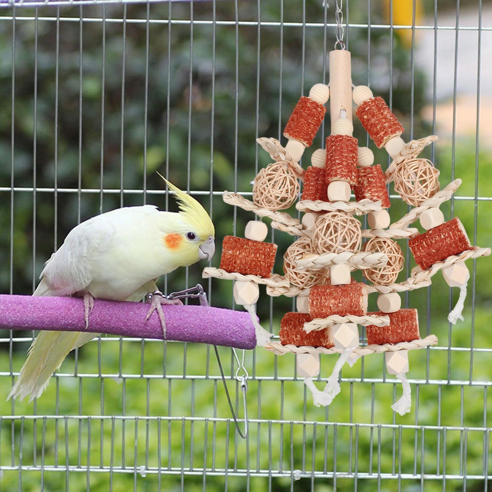 Bird Toys, Natural Corn Stick Parrot Toys Hanging in Bird Cages?for Small and Medium-Sized Macaws,African Grey,Cockatoos,Cockatiel,Sun Conure?Amazon Parrots