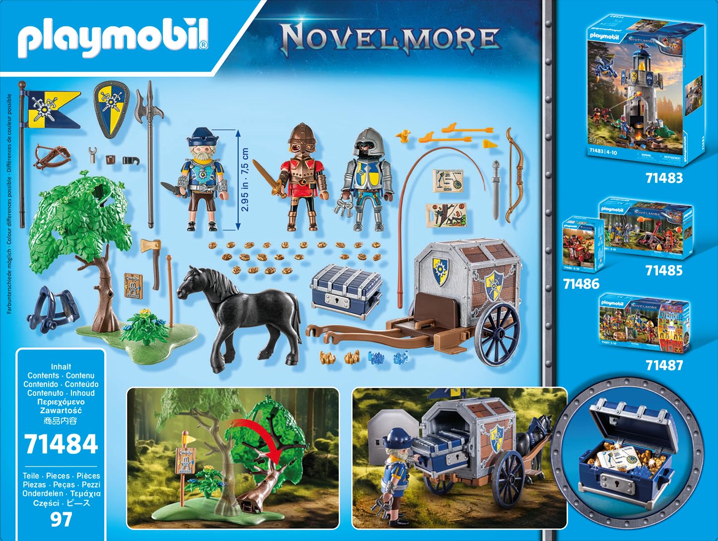 PLAYMOBIL Novelmore 71484 Napad na wóz transportowy, bitwa o złoto, Rycerze Novelmore kontra Burnham Raiders. Zabawne i pomysłowe odgrywanie ról, zabawki dla dzieci w wieku od 4 roku życia