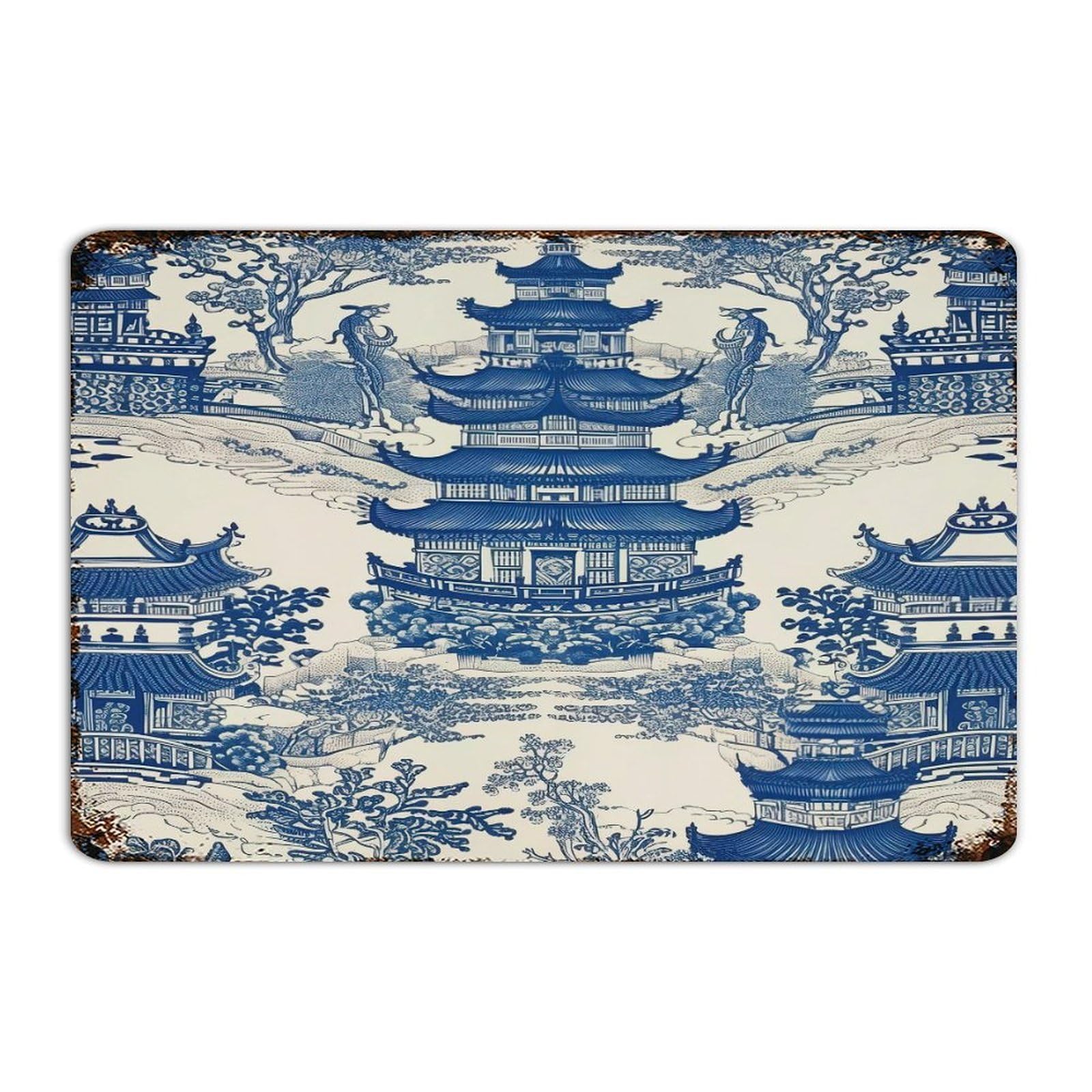 Plaque rétro en métal de chinoiserie fine, décoration murale d'inspiration asiatique fleurie