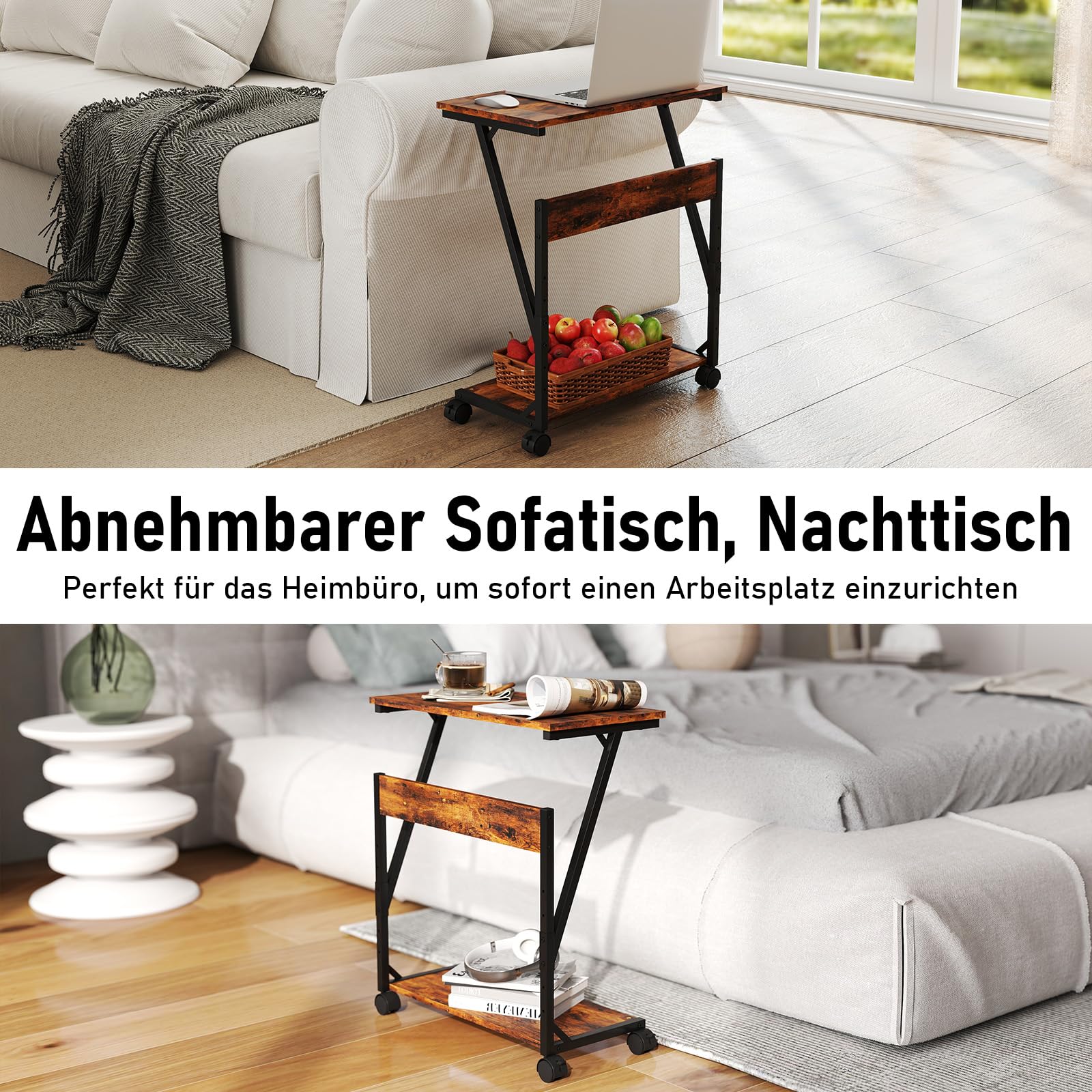 Computer Tower Ständer, Höhenverstellbarer CPU Stand, CPU Halter PC Regal mit Rollen, Druckerständer unter Schreibtisch, 2 Schicht Computer Ständer Drucker Cart