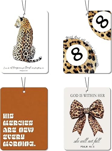 Miniatura 9 de Ambientador de Coche con Temática de Leopardo y Retro 4 Piezas, Estampado de Leopardo Femenino Funky Bola 8 Tacón Alto - Ambientador Colgante para