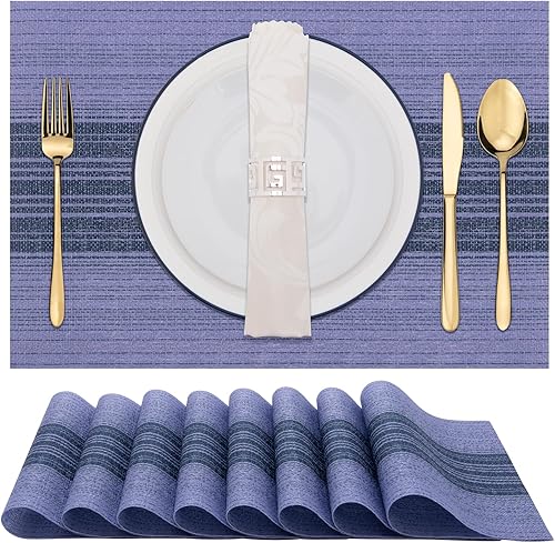 Winknowl Juego de 8 manteles individuales, resistentes al calor, resistentes a las manchas, de vinilo, aislantes, duraderos, lavables, elegantes