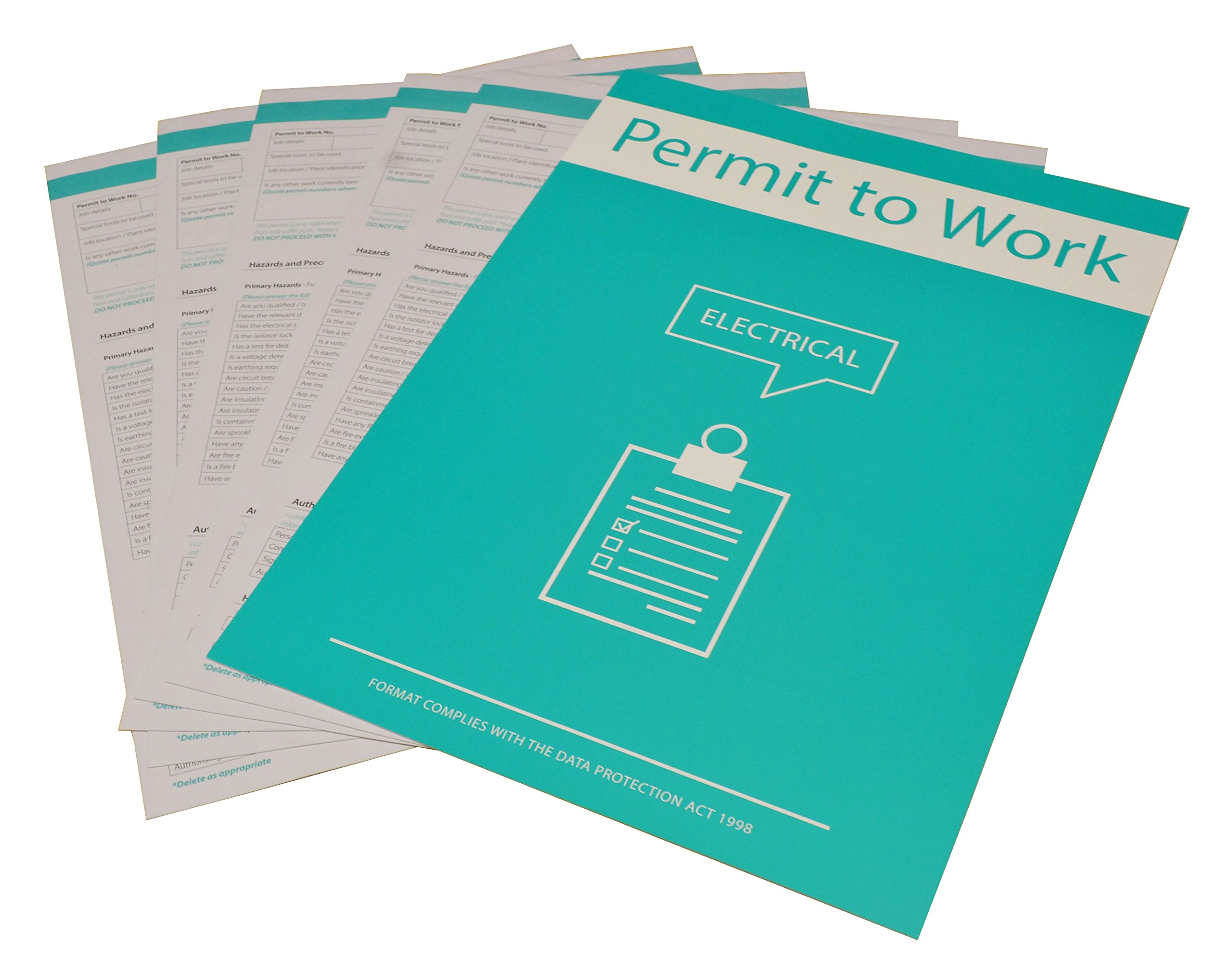 Electrical Permit To Work Forms 3 Parts - Original/2 Carbon Copies Card Backing for Seperating Pack Of 10