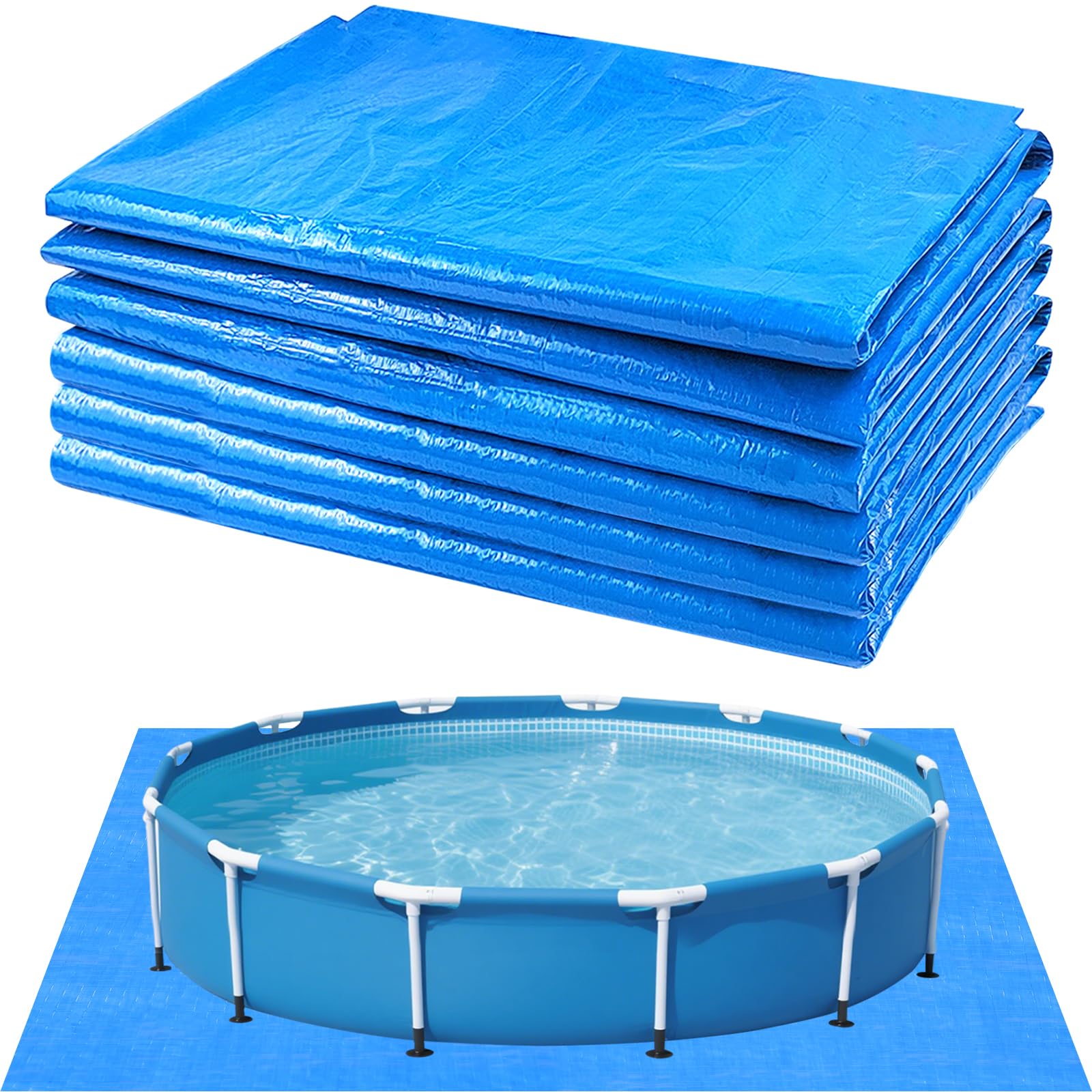 13Ft Pool Ground Cloths,Heavy-Duty Swimming Pool Waterproof PE Swimming Pool Liner Pad for Protect Above Ground Pool Blankets for 6ft to 12ft Frame