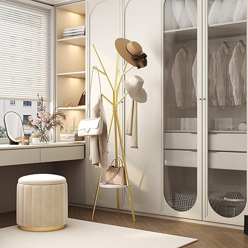 Miniatura 33 de Perchero para sombreros, soporte de metal para sombreros, con 9 ganchos para ropa, sombreros y bufandas, color negro, 17.72 pulgadas de ancho x