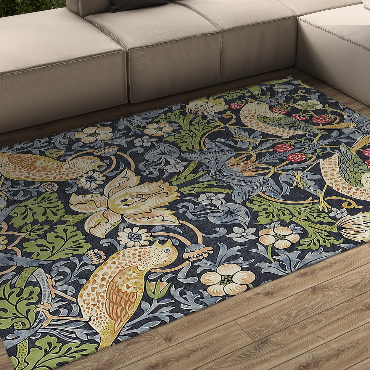 Tapis William Morris 60x120cm lavable pour un salon bohème chic