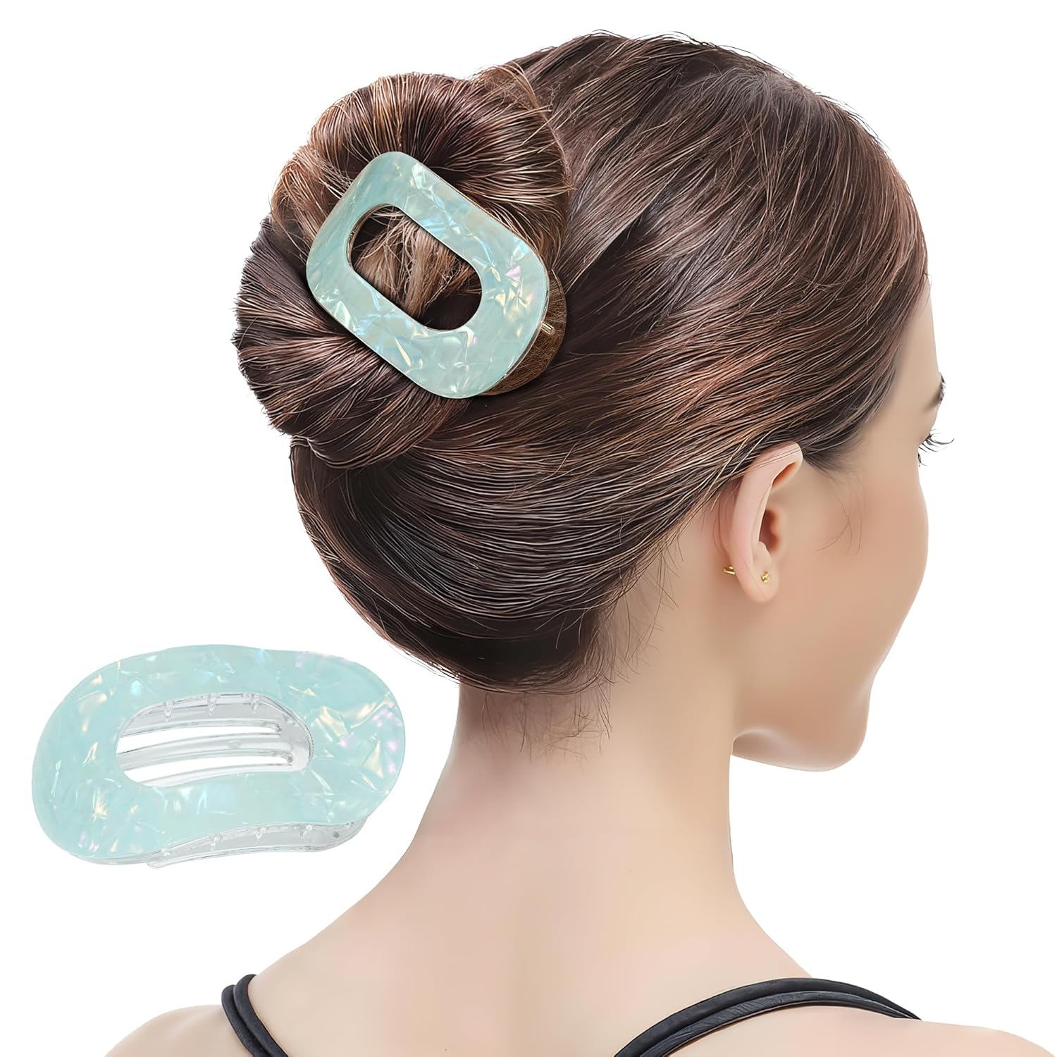 Lourny Flat Hair Clips for Women, 4PCS Flat Acrylic Claw Clips for Thin Hair Lightweight Non-Slip Large Claw Clips for Women(Yellow+white+green+purple) - Image 7