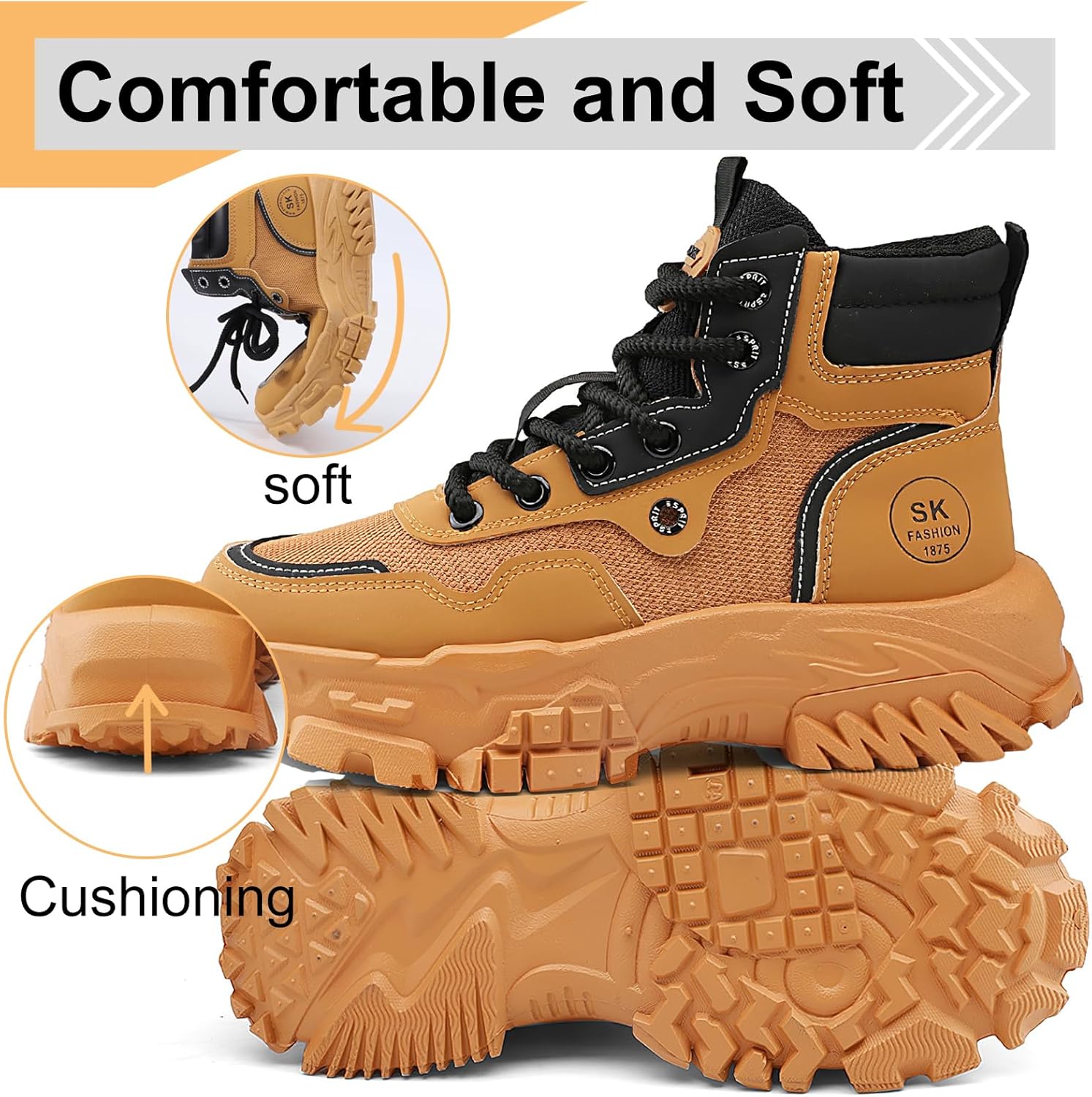 Men's High Top Fashion Sneakers Casual Athletic Walking Shoes Chunky Sneakers Breathable Non-Slip Hiking Boots for Men - Image 6