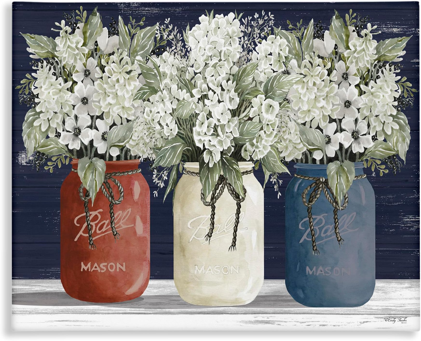 Stupell Industries Americana Floral Bouquets Rustic Flowers Country Pride, Designed by Cindy Jacobs Wall Art, 24 x 30, Canvas