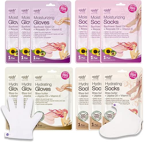 Epielle Hydrating & Moisturizing Hand & Foot Masks, Relieve and