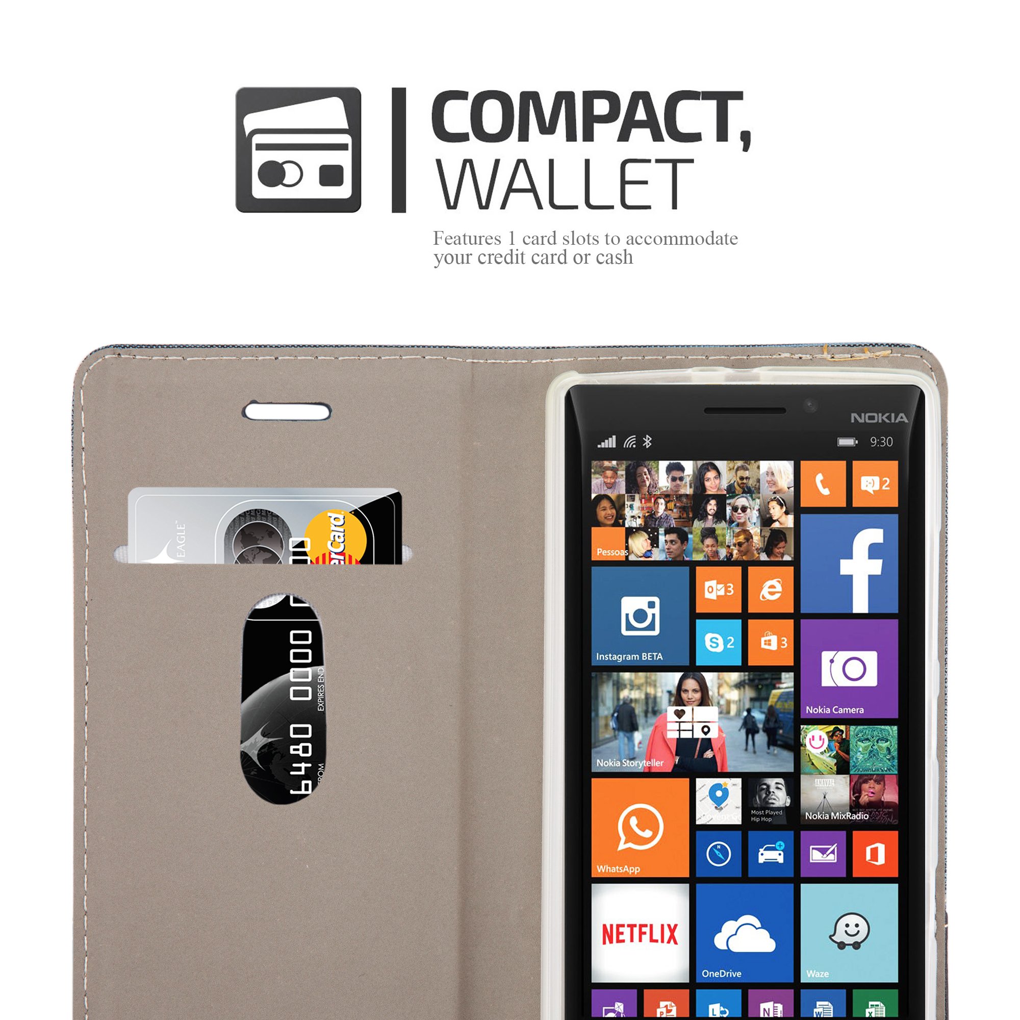 CADORABO Custodia Con Chiusura Magnetica E Design A Ribalta Fronte Copertina Nokia Lumia 929 930 Nero Di Notte 77205336