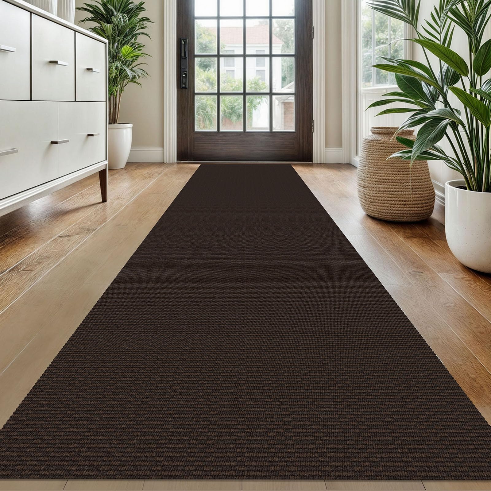 KOZYFLY Washable Runner Rug 2x10 ft Hallway Kitchen Runner Rugs with Rubber Backing Bobo Entryway Runner Indoor, Long Carpet Runners for Hall Kitchen Entryway, Dark Coffee/Brown — image 1