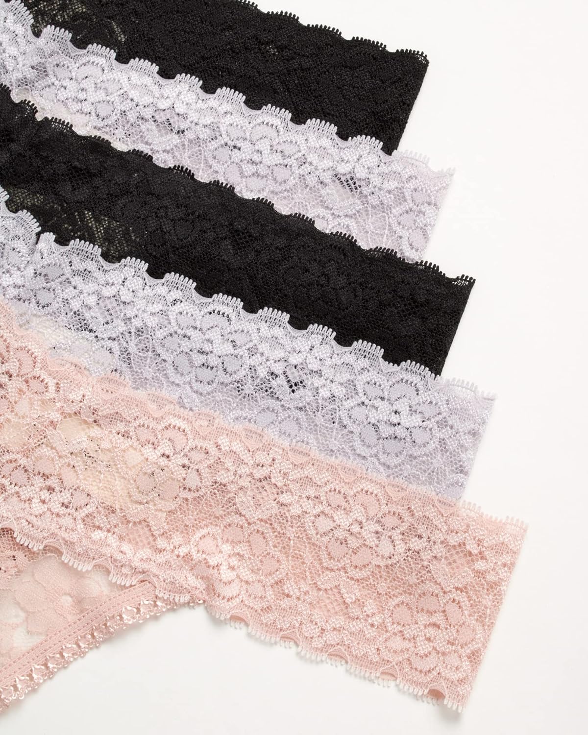 Jessica Simpson Women's Thong Underwear - 5 Pack Microfiber Stretch Lace Panties Soft & Sexy Lingerie for Women - Image 3