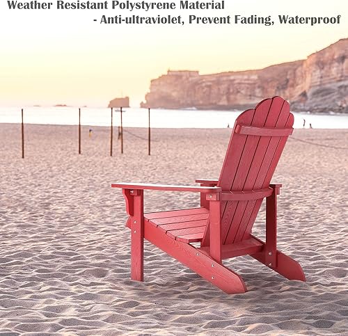 Miniatura 4 de Silla Adirondack resistente a la intemperie, silla Adirondack de plástico duro con soporte para tazas, cómoda, fácil de montar y mantener, silla de