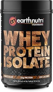 EarthNutri - Whey Isolate Protein Powder for Workout and Muscle Growth Support, Non-GMO and Gluten-Free Whey Protein Isolate Chocolate, Makes 20 Protein Drinks