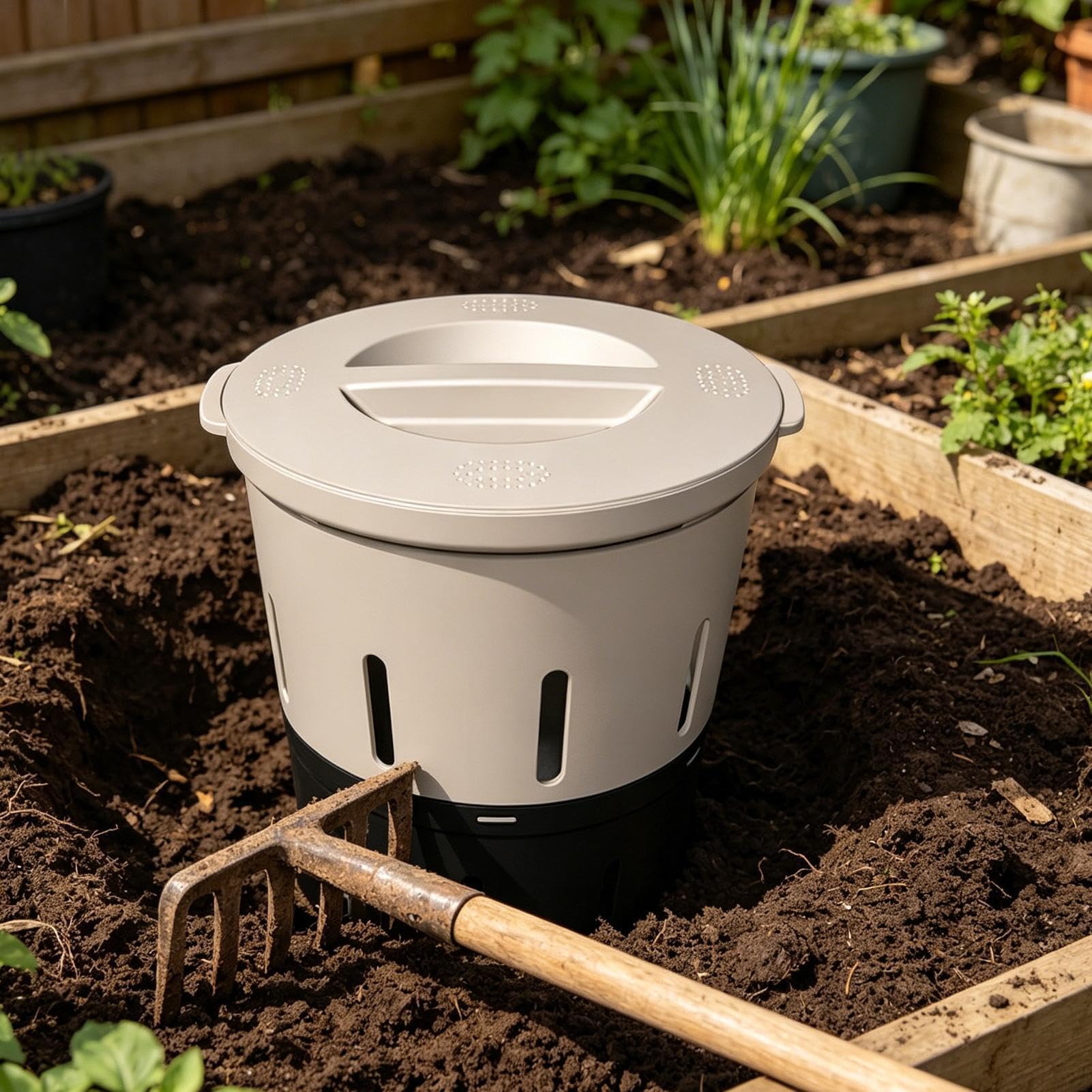 Compostiera Interrata Compostiera da Giardino 12,5 Litri | Decompositore di Rifiuti da Cucina per Coltivatori Proprietari di Casa Principianti Orti Giardini Progetti Scolastici