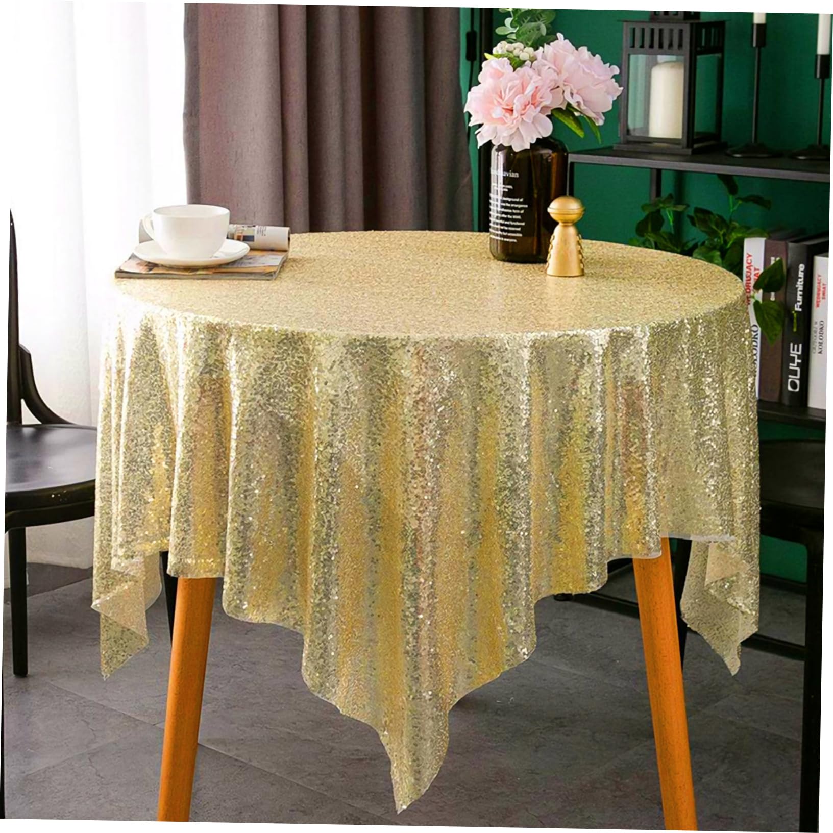 8m Fond Tissu Doré à Paillettes Scintillantes Rideau Doré pour Mariage Nouvel an Noël et Fêtes Dimensions