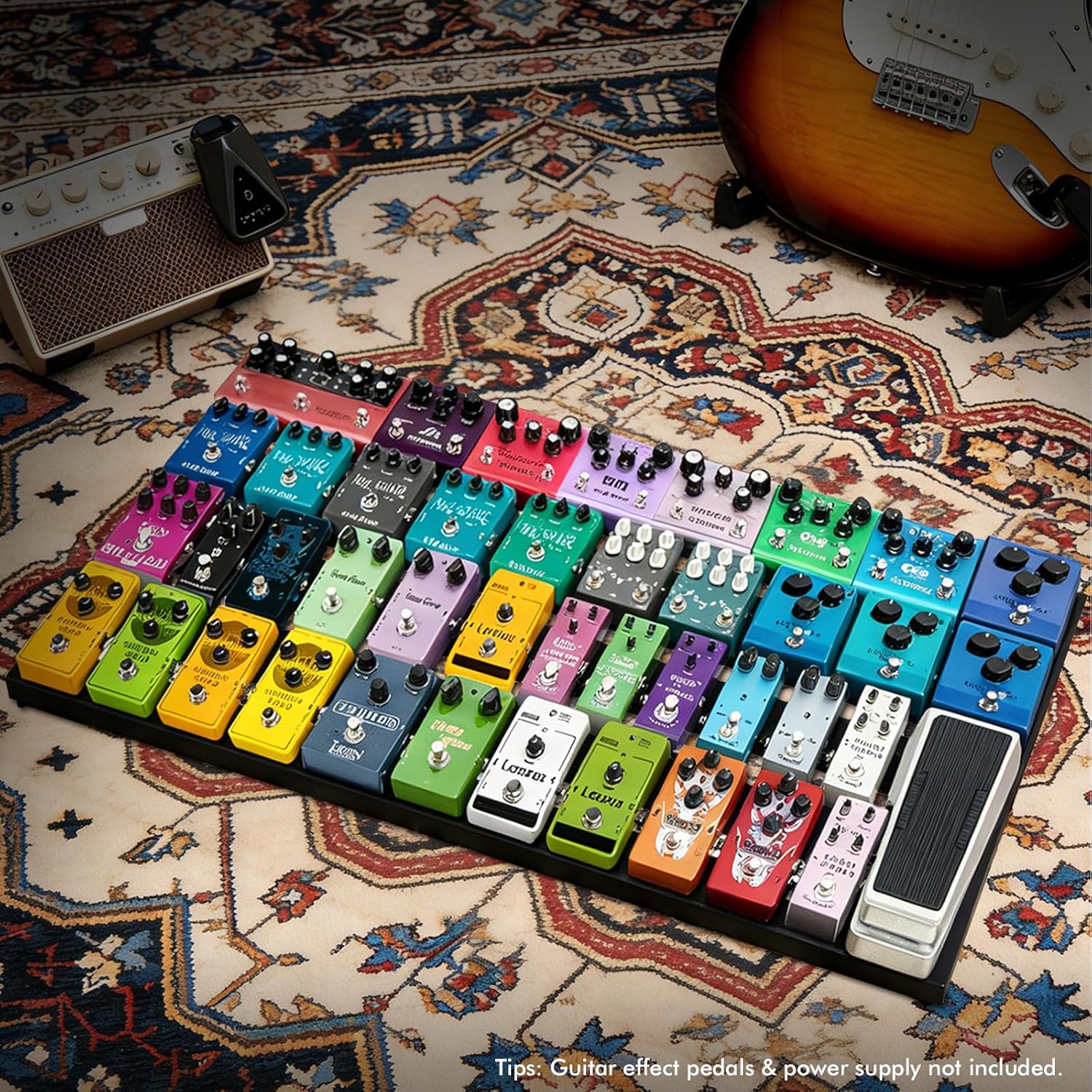 Pro 32INCH Guitar Pedal Board Aluminum Guitar Effect Pedal Board 32'' x 16.14'' Guitar Effects Pedalboard Accessories with Hook Loop Carry Bag