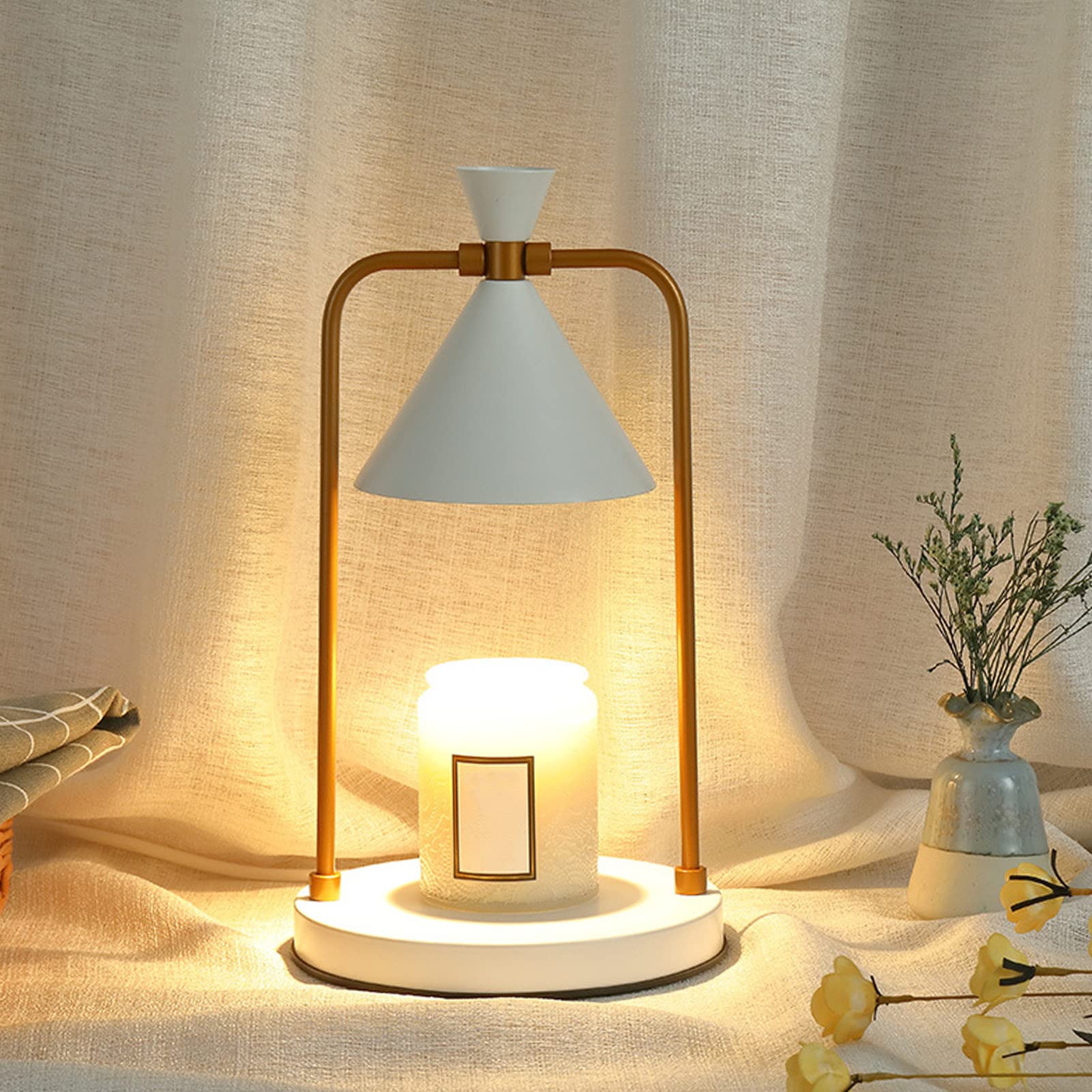 ACAREY Herbstdeko Laterne Kerzenwärmer Lampe Duftlampe mit Timer & Dimmer für Tischdeko, Schlafzimmerdek, Hochzeitsde, Halloween Party (Weiss)