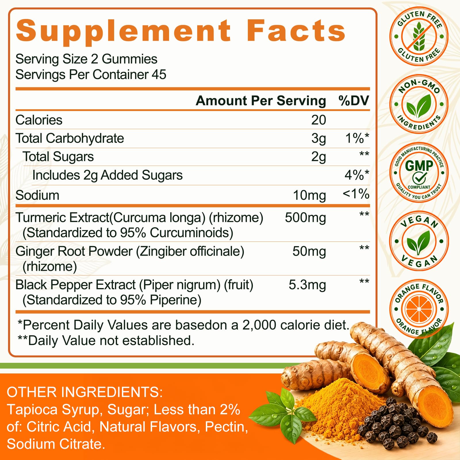 Turmeric and Ginger Gummies 90 Count with Black Pepper for High Absorption — Amazon image 2
