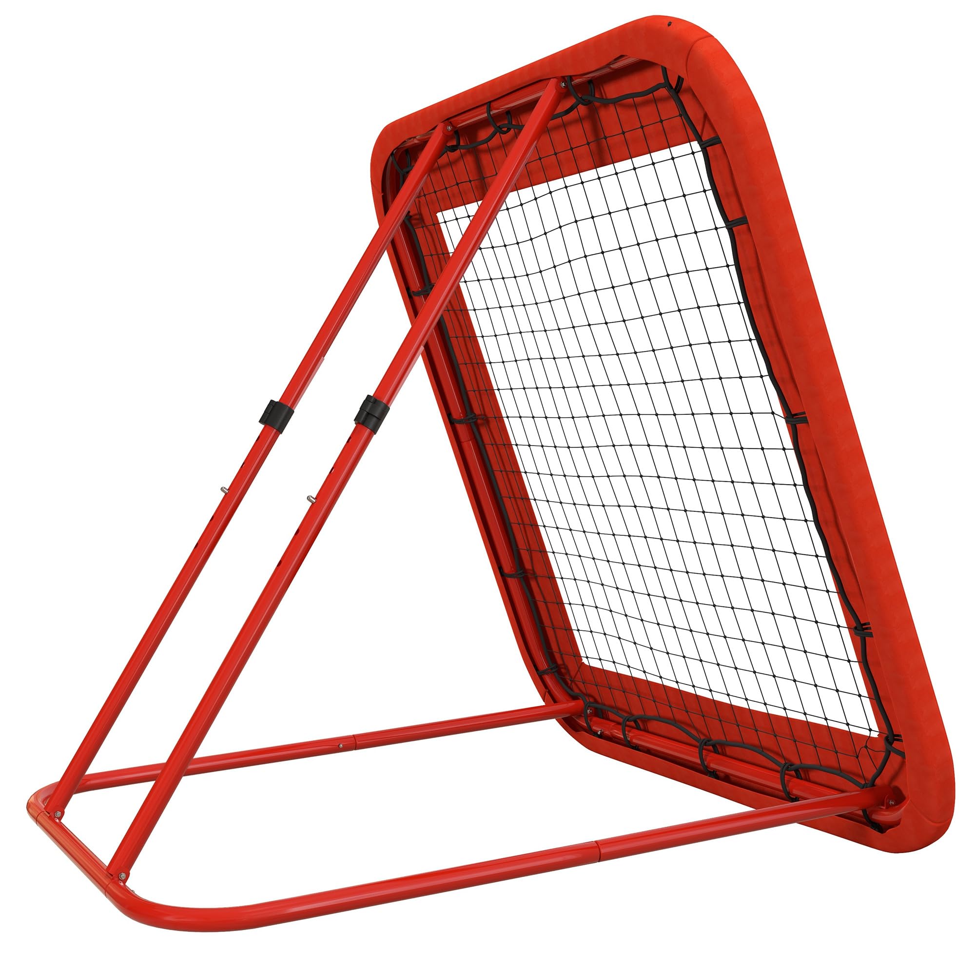 HOMCOM Calcio rimbalzo 128 x 118 cm con bordo di protezione, picchetti regolabili in 5 livelli, porta calcio portatile per adolescenti