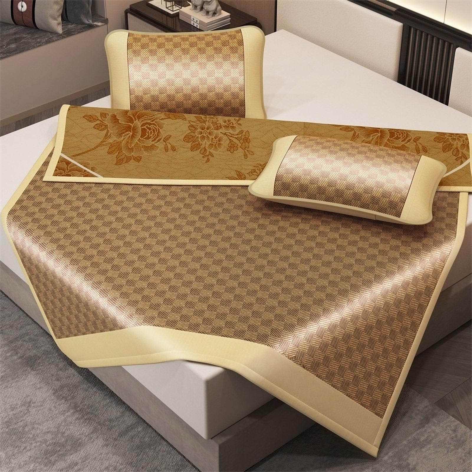 FIgpmwld Summer Sleeping Mat Cool Pad Mattressper Multiple Sizes with Pillowcases(B,200x220cm (78.7x86.6))