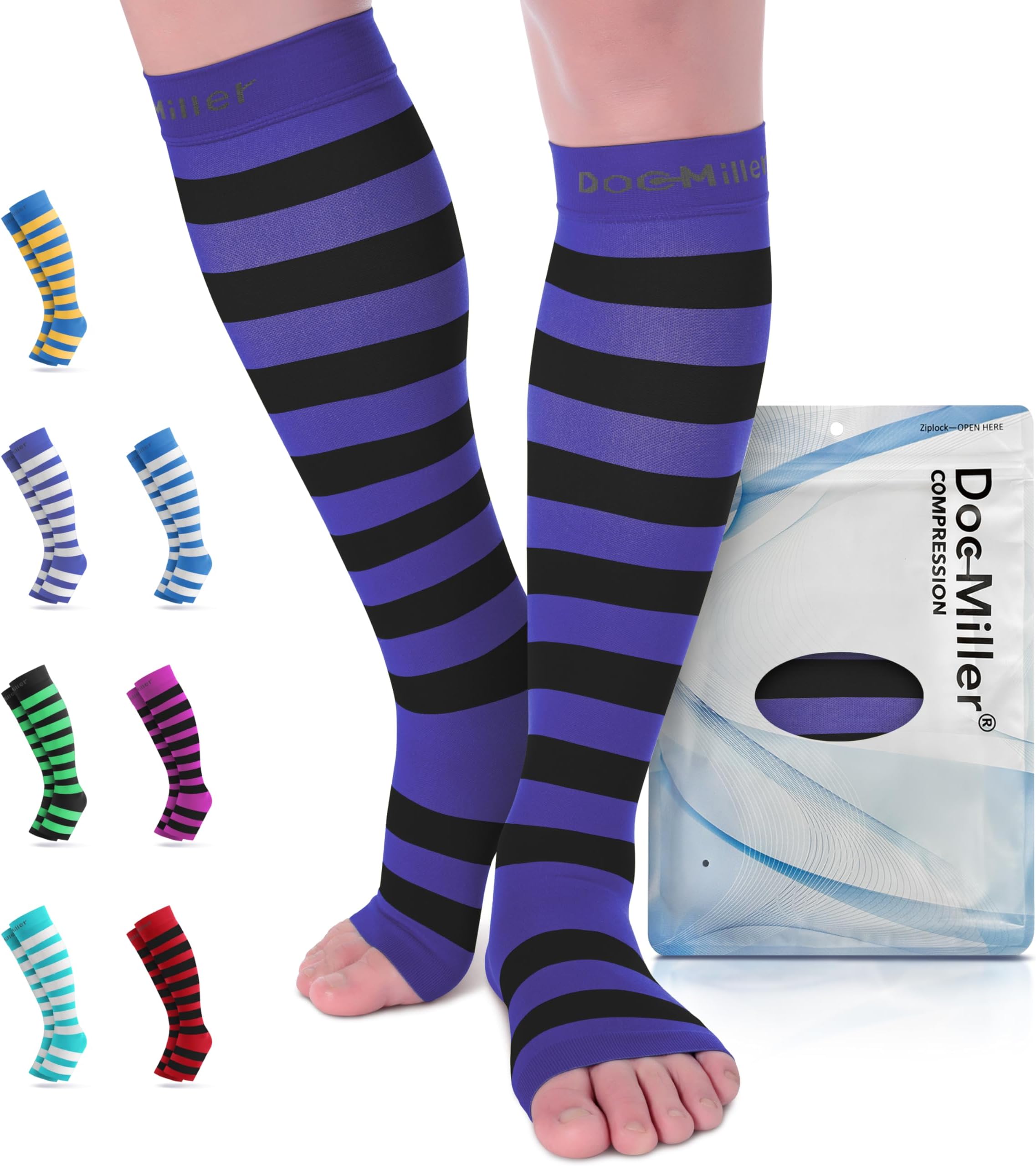 Compression Socks for Pregnant Women – Wide Calf, Open Toe Knee Sleeve 15-20 mmHG,Toeless Pregnancy Stockings for Varicose Veins, Footless Shin Splint Relief, 1 Pair