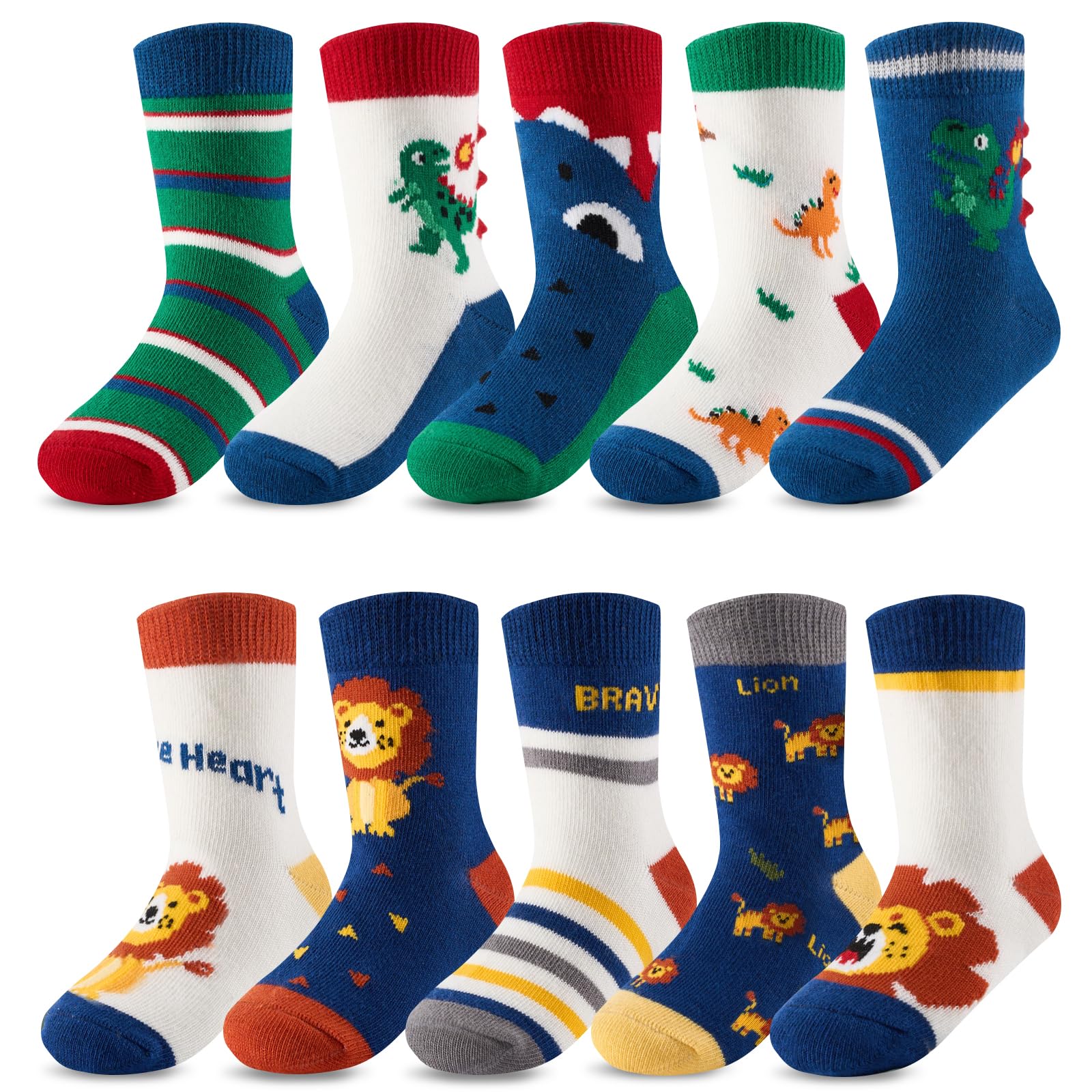 SockWaddles Kinder Socken Jungen und Mädchen, 10 Paar Baumwollsocken | 82 % Baumwolle, verstärkte Zehen und Fersen, atmungsaktiver Komfort für Schule, Sport und Freizeit, Geschenkbox