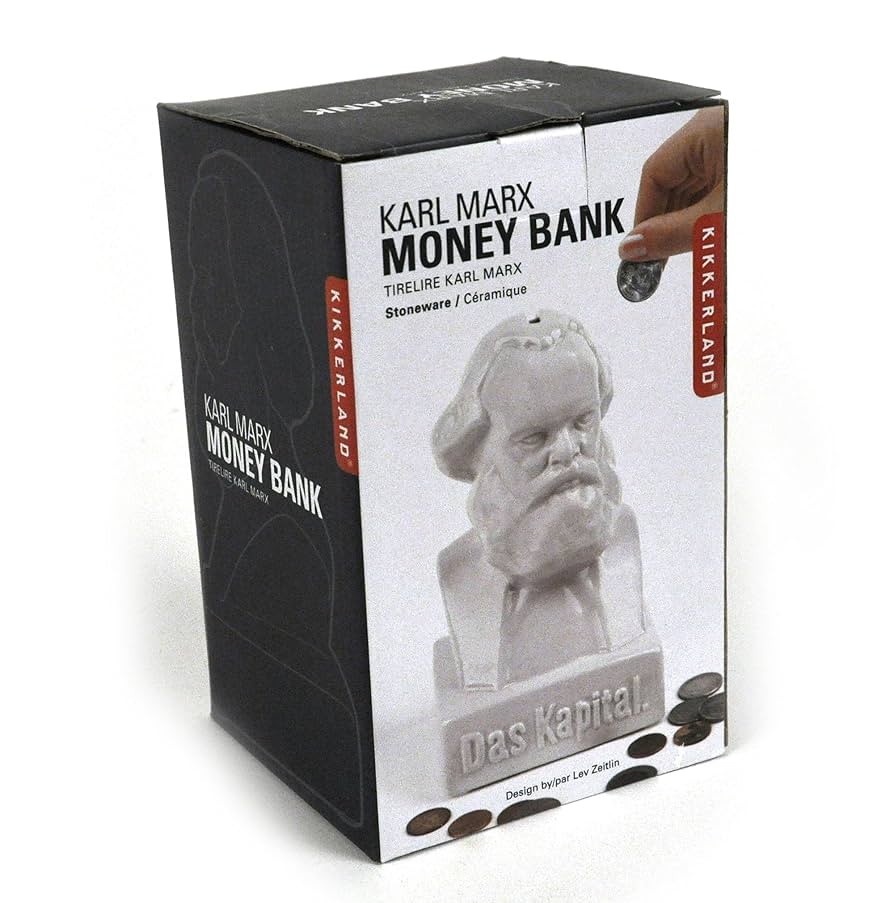 Salvadanaio Ceramica Karl Marx - Design A Busto, 11x11x9 Cm | Bianco - Foto 2