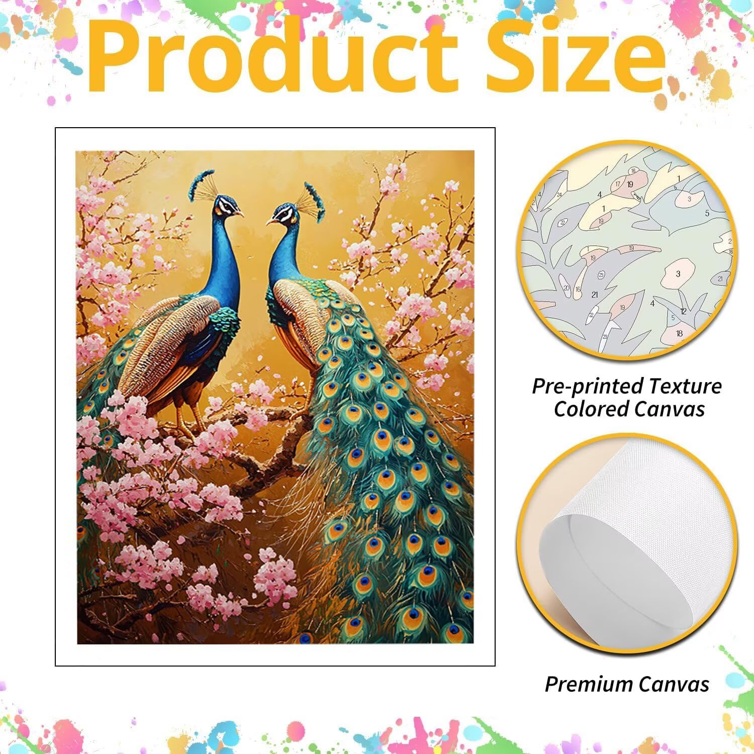 WEISHIWE Dipingere con i Numeri Adulti Pavone animale, 80x100cm s-555 | Paint by Numbers Kit con Pennelli e Acrilico Pigmento, Fai da te Olio La Pittura di Numeri Kit, Decora la Casa, senza Cornice
