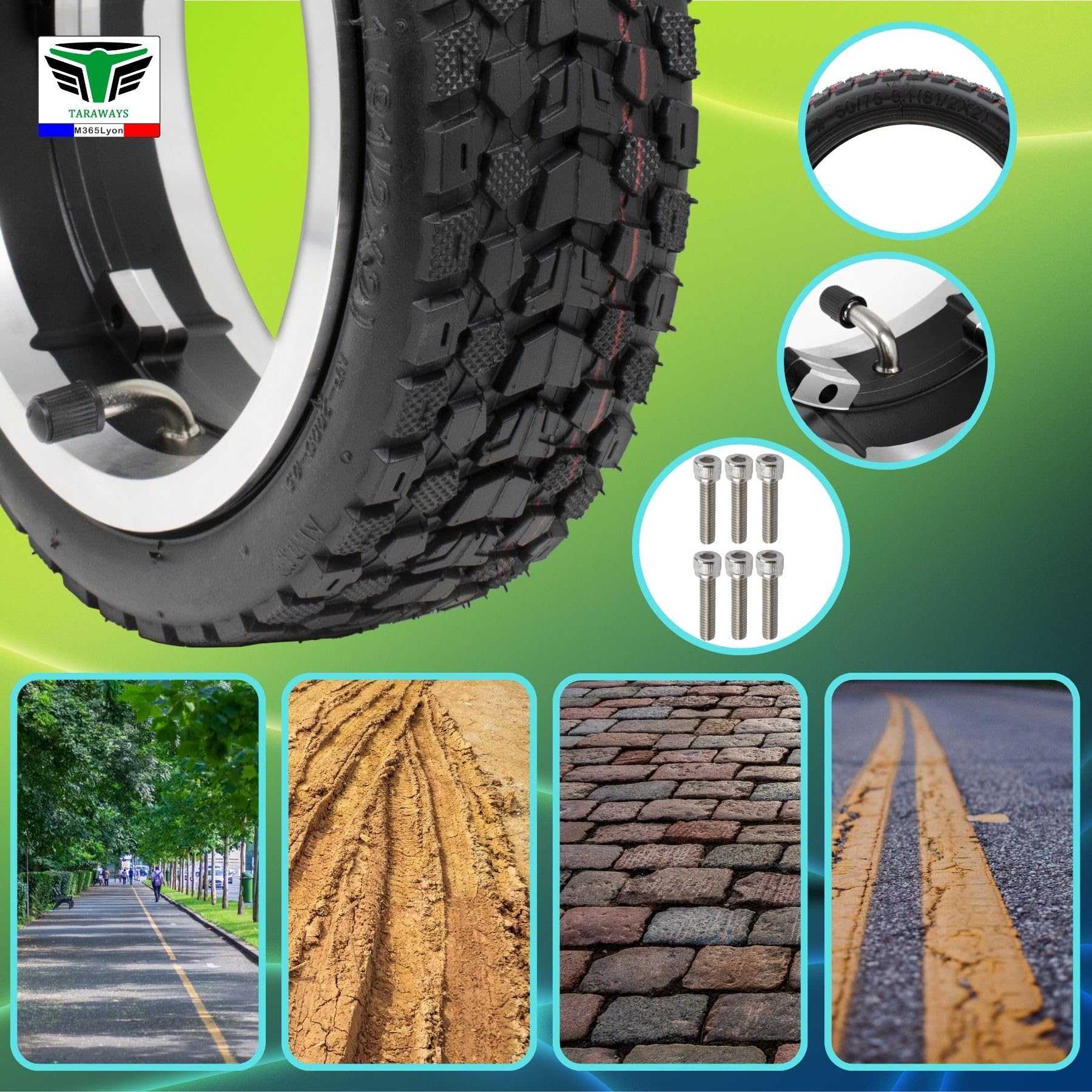 Cerchio Posteriore Compatibile con Monopattino Elettrico Dualtron Mini e Dualtron Togo, Pop (Rim+Off-Road Tire)