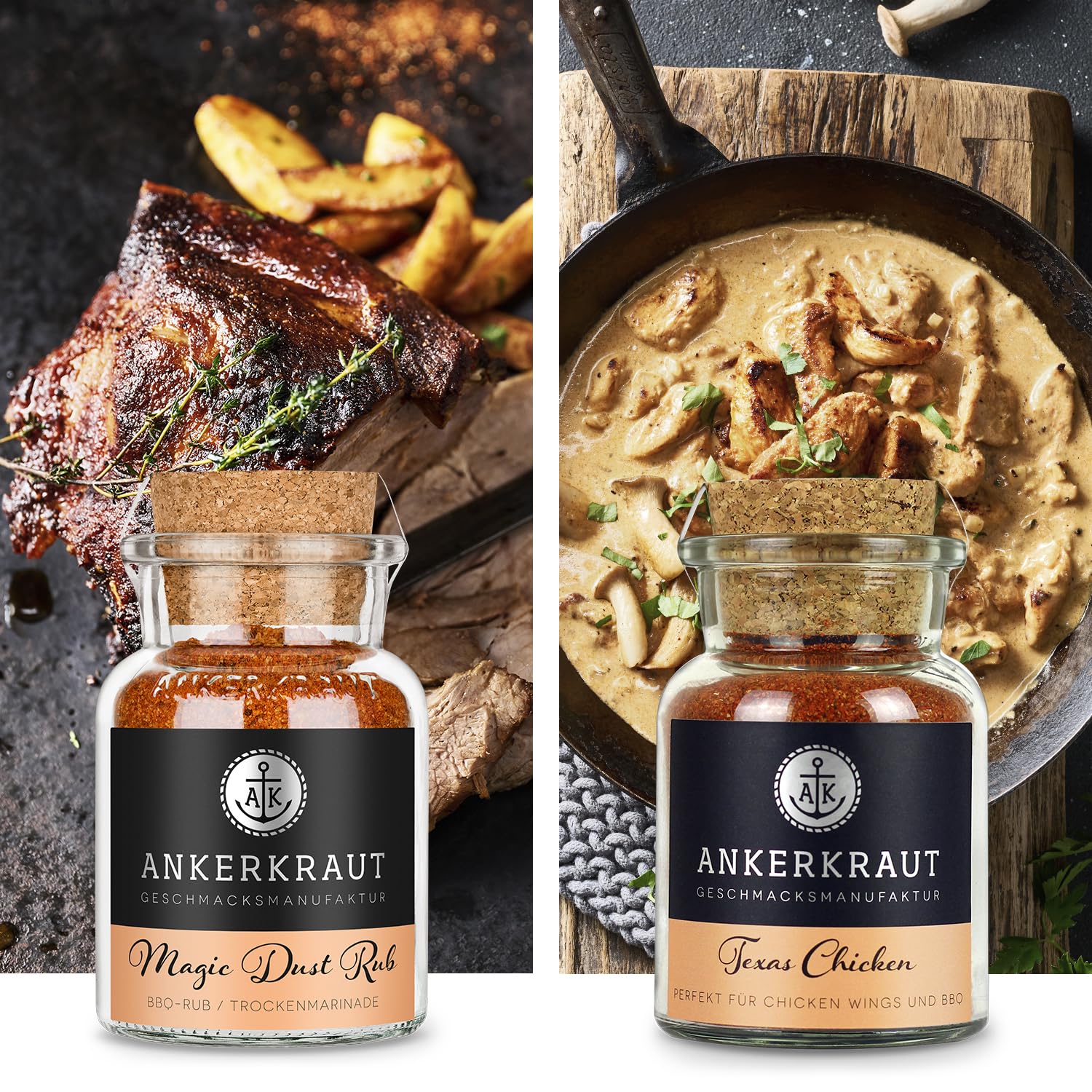 Ankerkraut Best of Kochbuch-Set mit 12 Korkengläsern, 1000g Gewürze plus Kochbuch, einfache Rezepte zum Nachkochen, Bundle zum Verschenken, ausgewählte Top-Seller