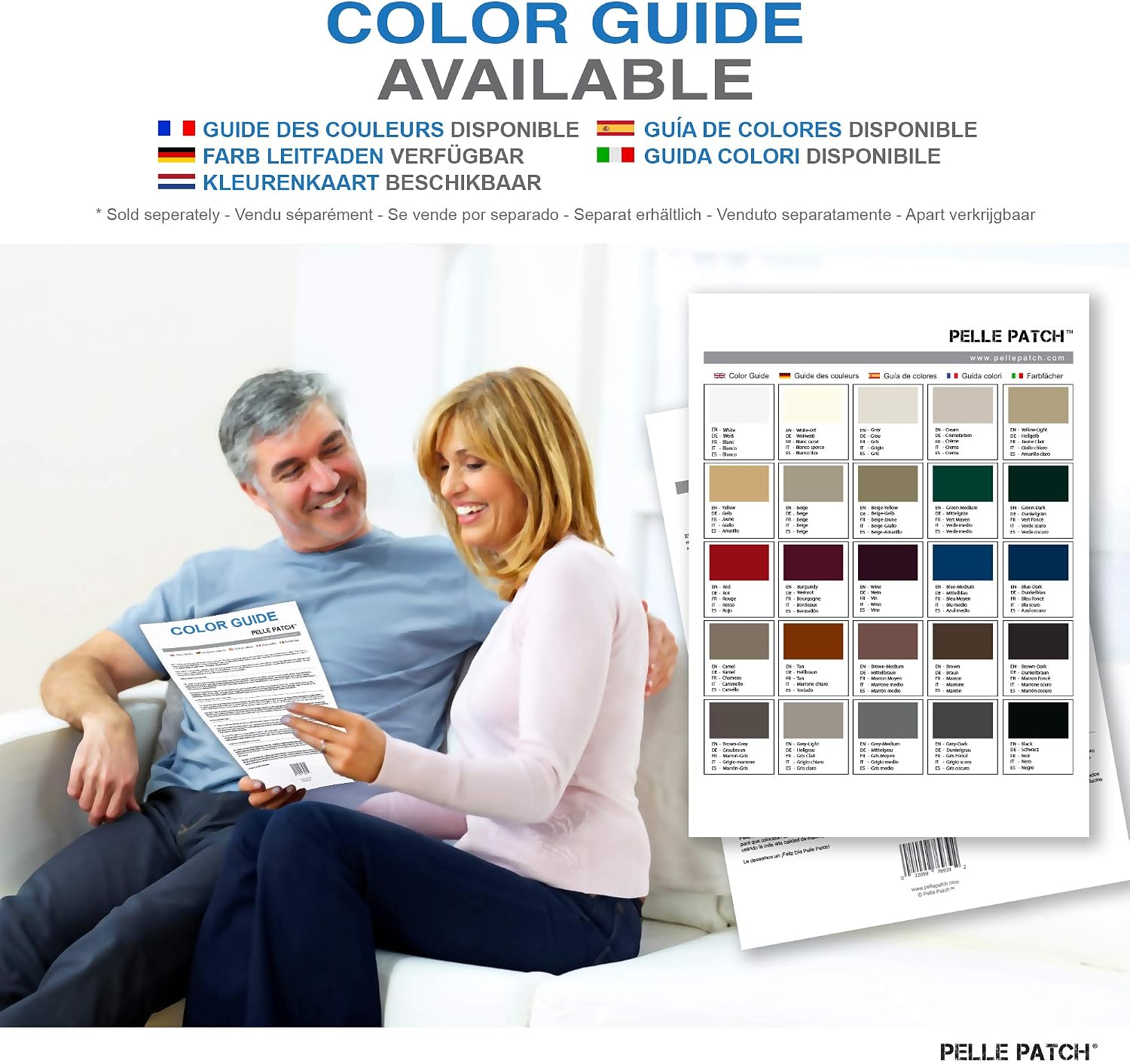 Pelle Patch - Leather & Vinyl Adhesive Repair Patch - 25 Colors Available - Premium 8x11 - Black