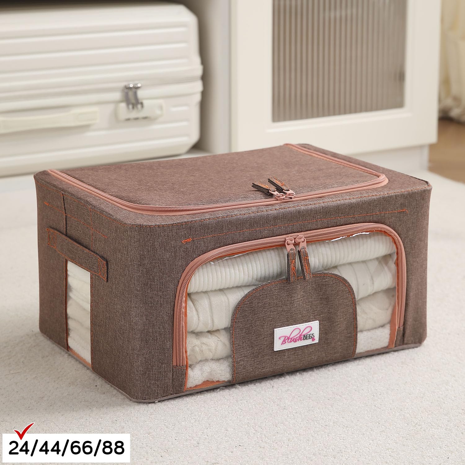 BlushBees Living Box - 600D Oxford Fabric Storage Boxes for Clothes, Saree Cover - 24 Litre, Pack of 1, English Brown (AR-1684) 4