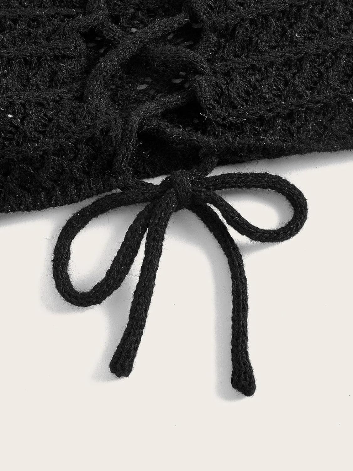 Women Lace Up Backless Crochet Crop Halter Top Y2k Slim Fit Sleeveless V Neck Self Tie Back Knit Crop Cami Top - Image 4