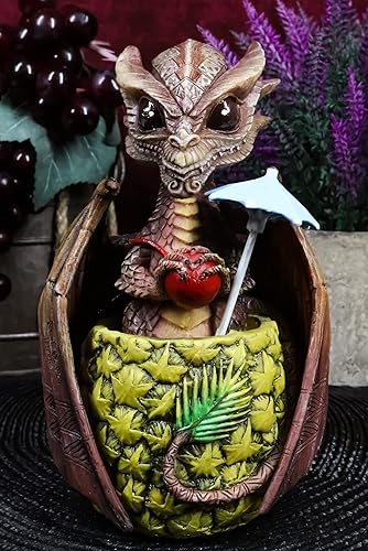 Miniatura 3 de Ebros Gift Figura de dragón de piña tropical de Tiki Mai Tai, bebida de alcohol borracho, 6.25 pulgadas de alto, medieval renacentista de fantasía,