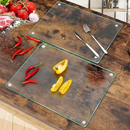 Miniatura 2 de Tabla de cortar de vidrio templado para cocina, tabla de cortar transparente para encimera, tabla de cortar antideslizante, protección de mesa,