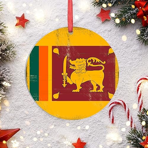 Miniatura 4 de Adornos de Navidad de Sri Lanka adorno de bandera de Sri Lanka para decoración del árbol de Navidad adornos de Navidad personalizados de acrílico