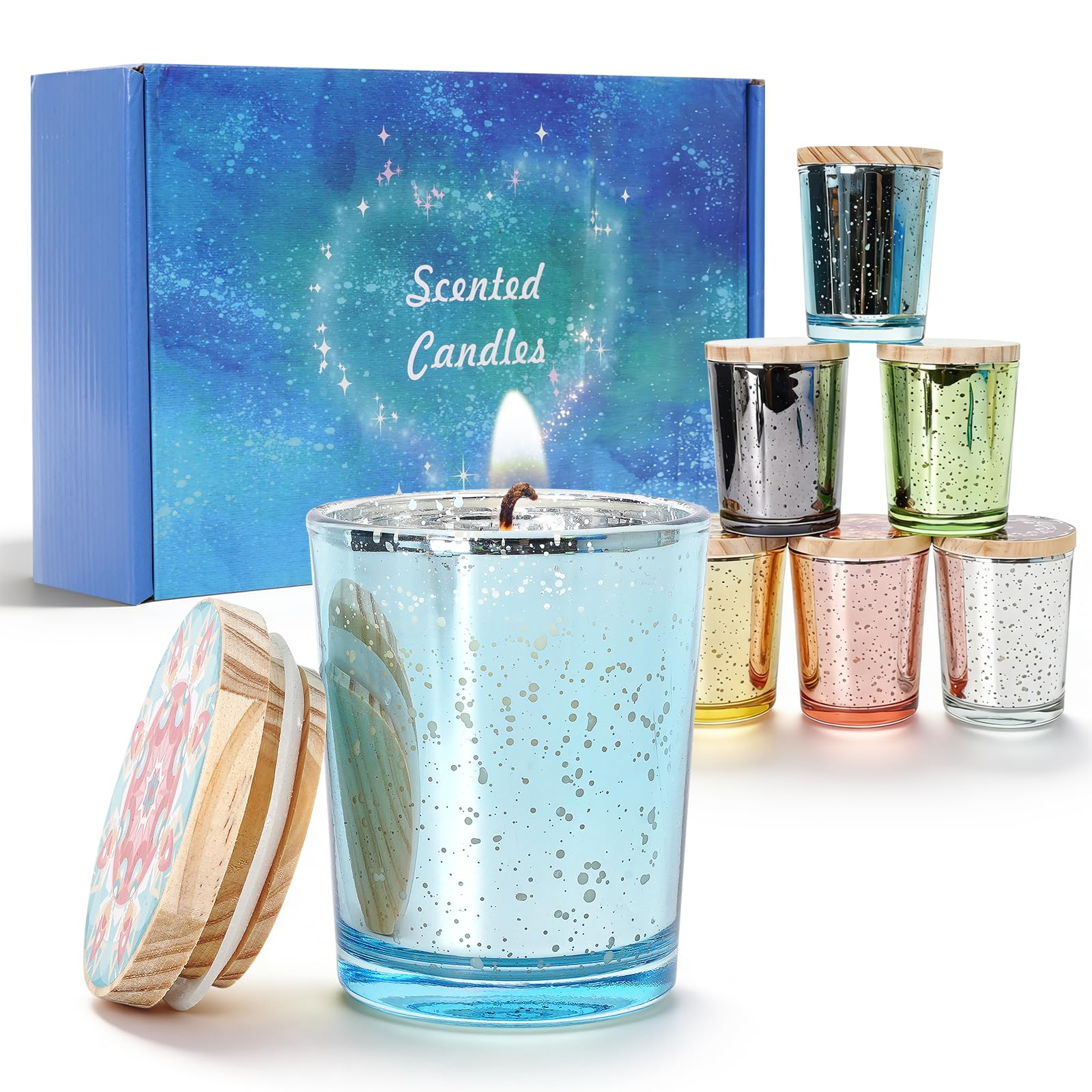 6PCS Duftkerzen im Glas,Duftkerzen Set Raum Scented Candle ausNaturlichem Sojawachs,ideal als Geschenke fur Frauen, mama, FrauValentinstag oder Muttertag duftkerzen geschenkset