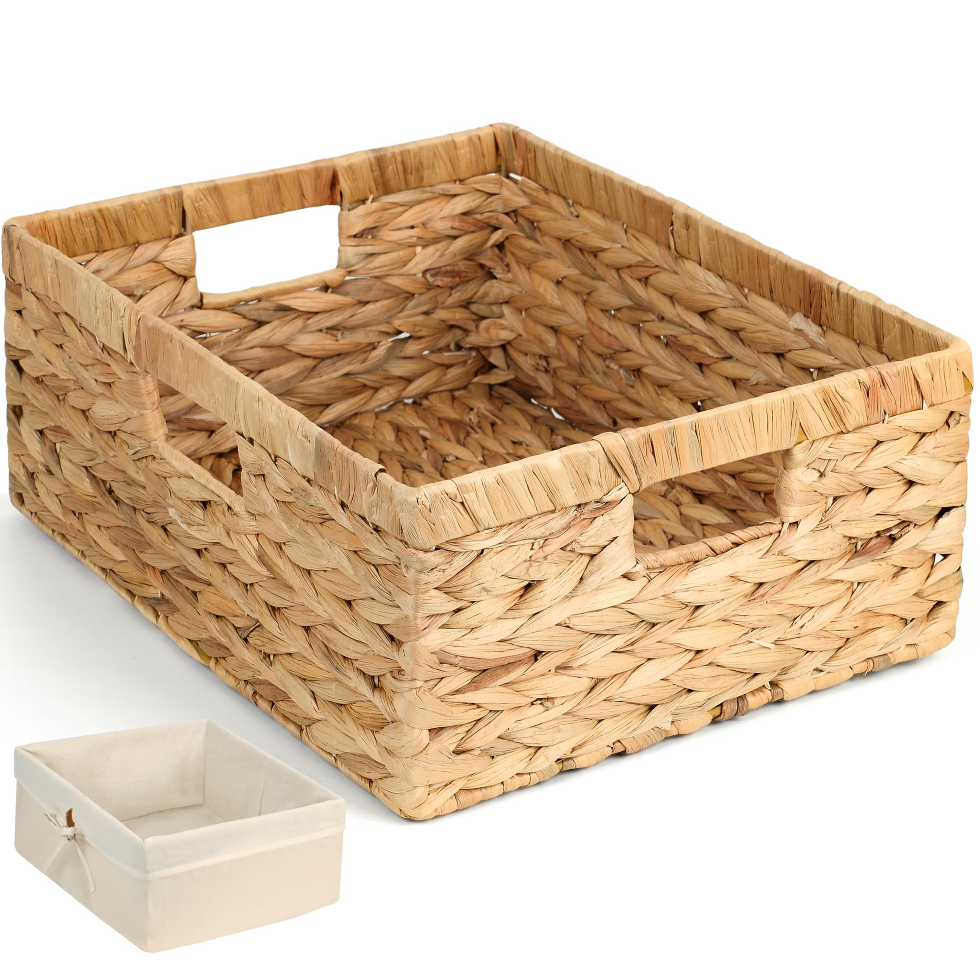 Storage Standard Large Wicker Basket with Cotton Liner